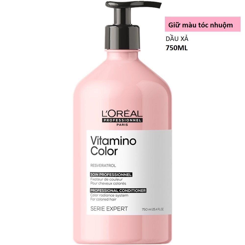 Dầu xả giúp giữ màu tóc nhuộm L'oreal Vitamino Color 750ml