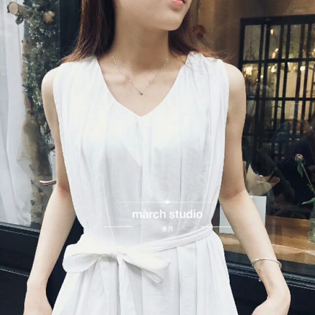Sơ mi dáng dài ko tay thắt đai eo trẻ trung thanh lịch