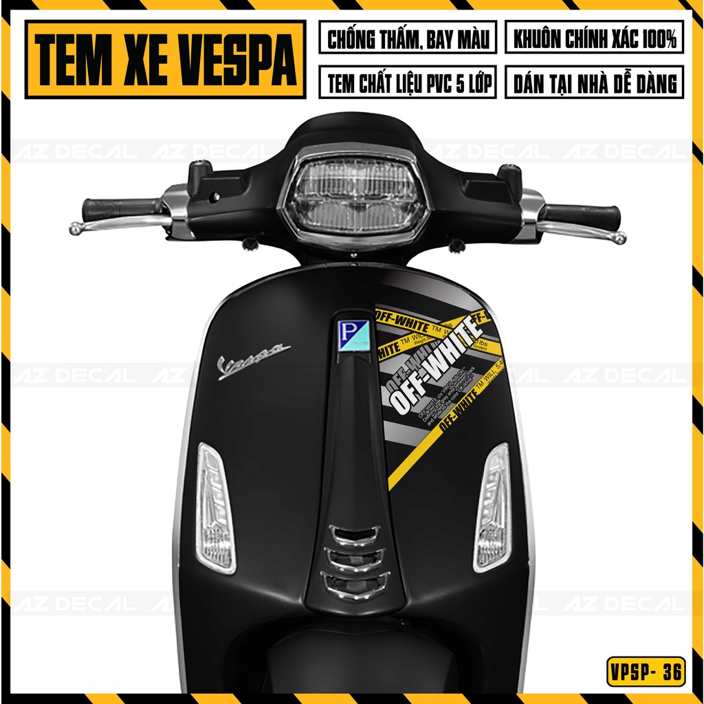 Tem Xe Vespa Sprint / Primavera Mẫu Off-White Nghệ Thuật | VPSP36 | Decal Rời Dễ Dán, Chống Nước, Chống Phai Màu