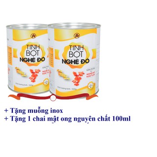 Tinh Bột Nghệ Đỏ An Bình (2 lon, mỗi lon 500gr)+ {Tặng 1 chai mật ong 100ml}
