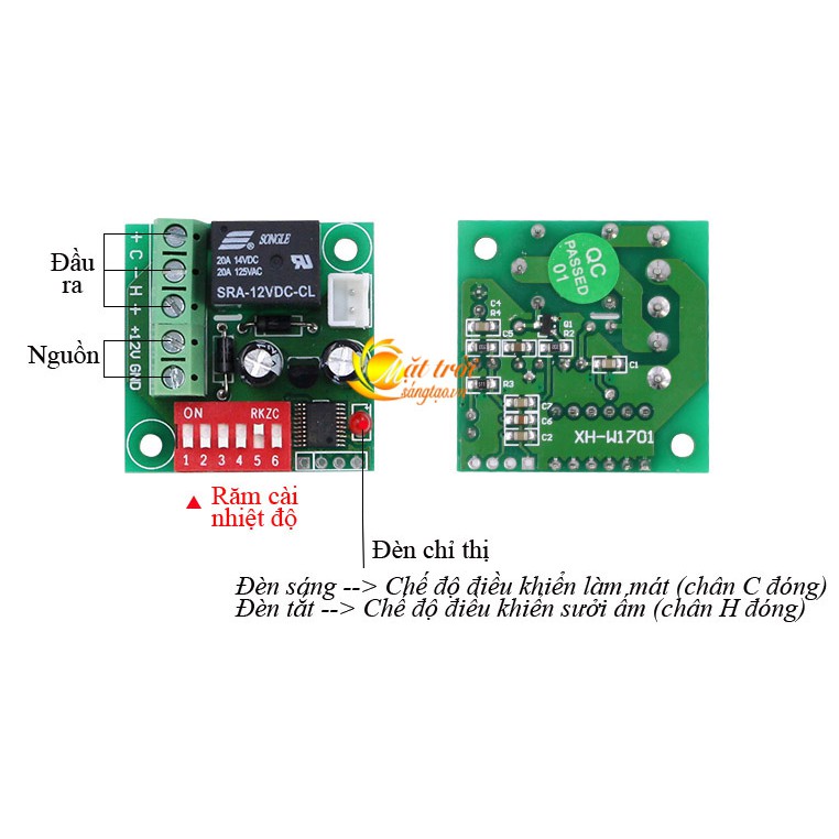 Mạch công tắc cảm biến nhiệt độ 12VDC XH-W1701