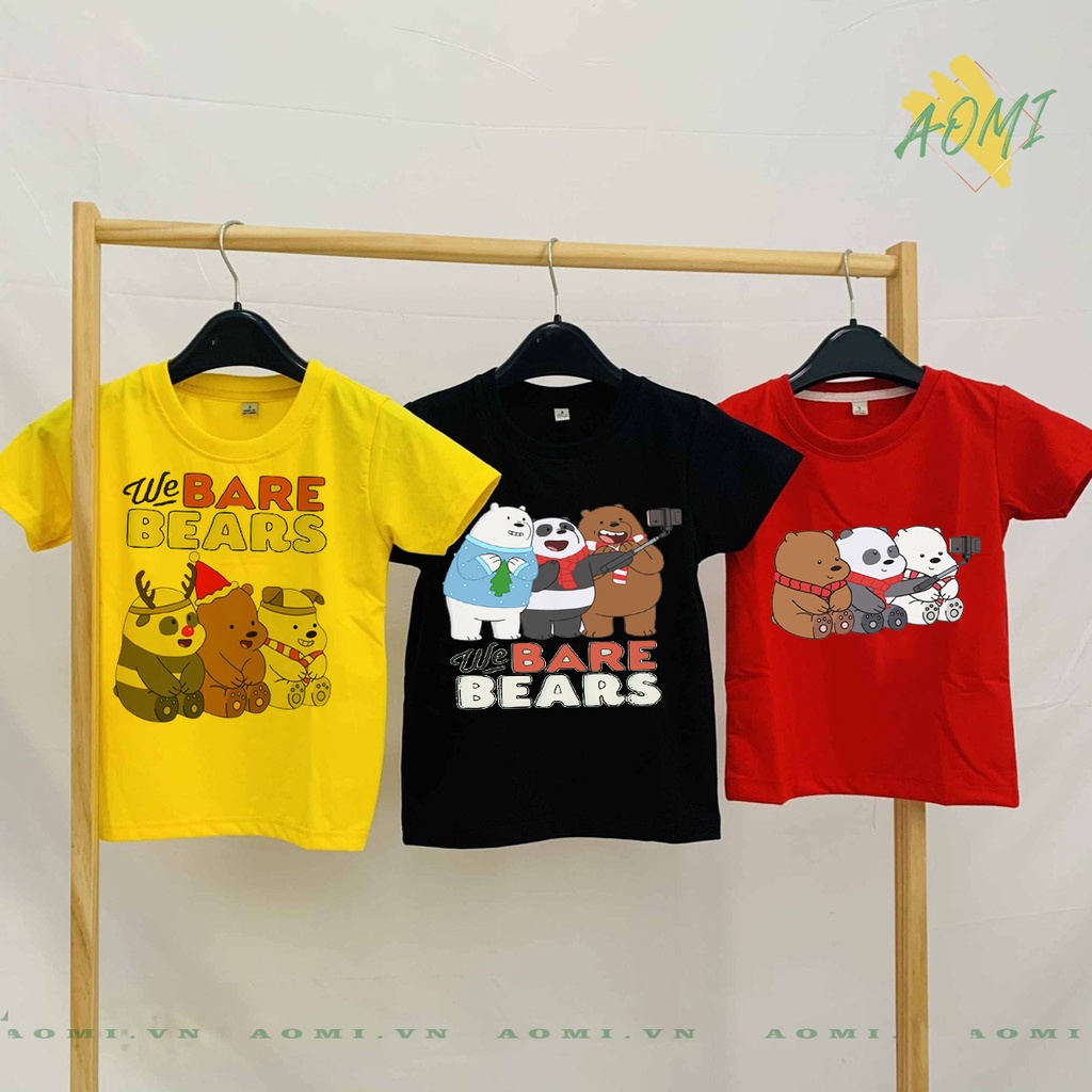 ÁO THUN Kawaii 3 chú gấu we are bear UNISEX PHÔNG VÀNG TAY NGẮN NAM NỮ GIA ĐÌNH CẶP ĐÔI SIZE TRẺ EM BÉ TRAI GÁI AOMIVN