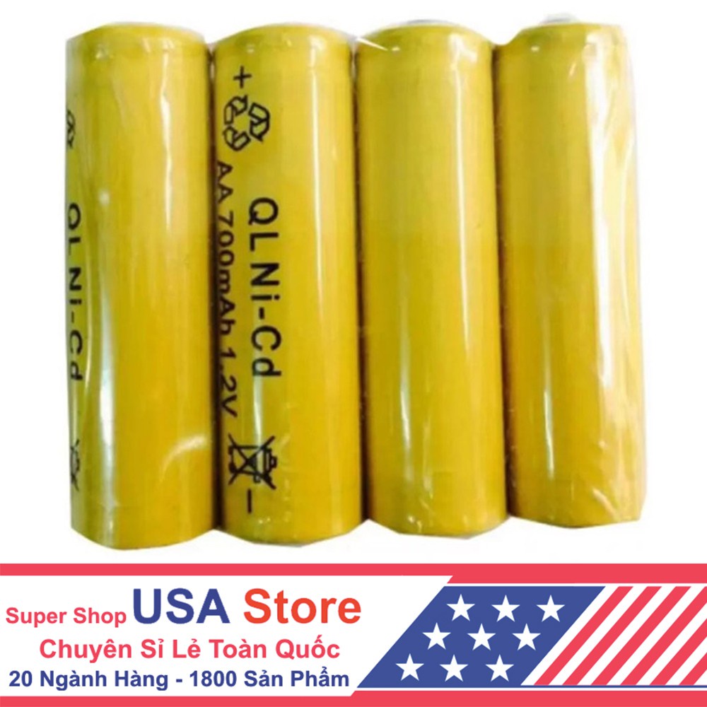 Vỉ 4 Viên Pin Có Thể Sạc Loại To AA 700mAh - Vàng - Chuyên Dùng Đồ Chơi - Đèn Pin