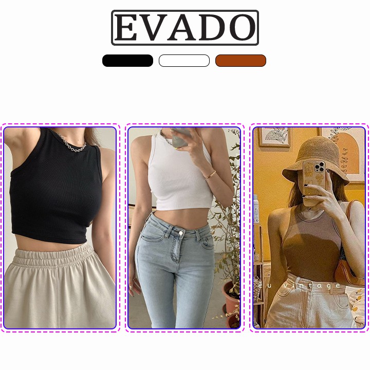 Áo croptop ba lỗ nữ chất thun cộc tay kiểu ôm sát vải co gián thoáng mát EVADO CT01 | BigBuy360 - bigbuy360.vn