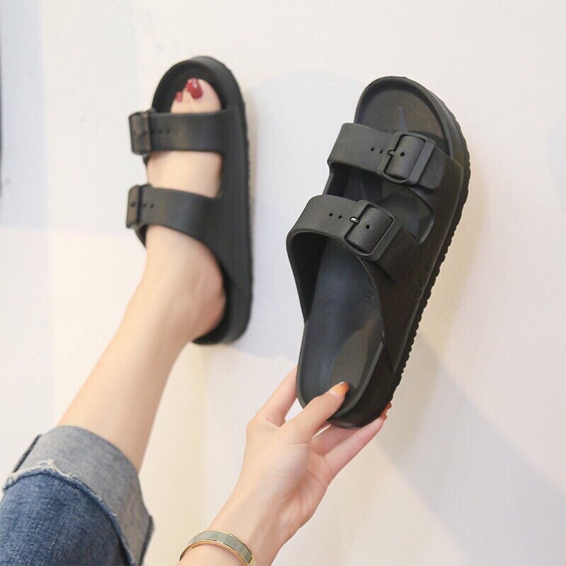 Dép đôi xốp nam nữ hai quai ngang hàng cao cấp trắng đen HS