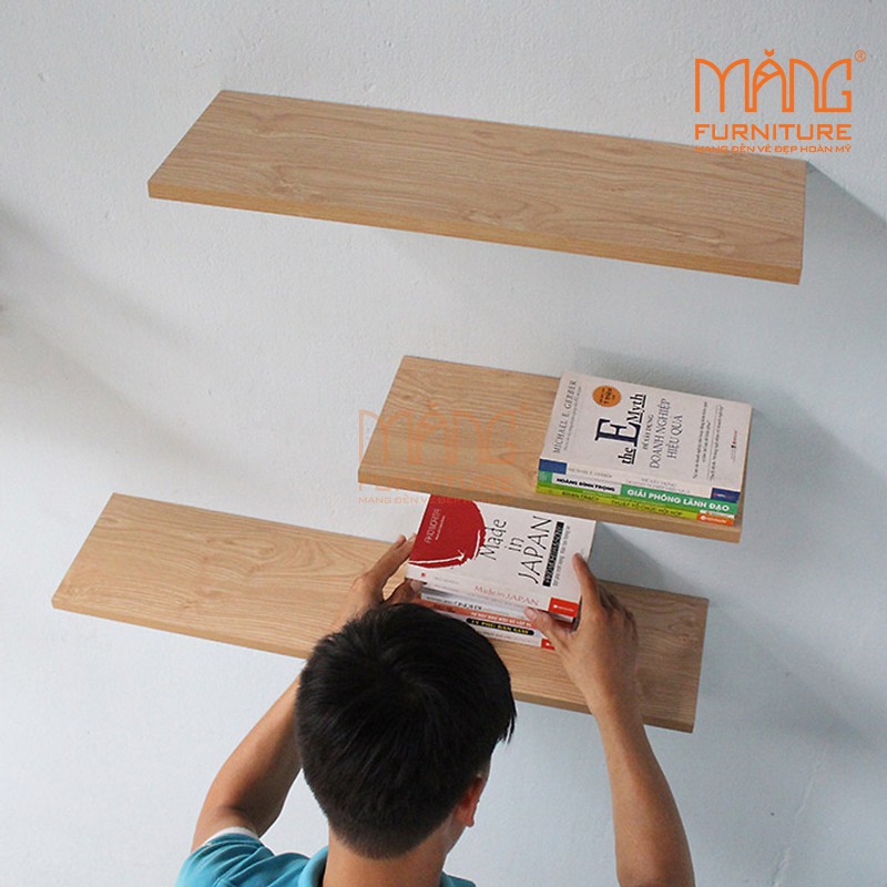Kệ gỗ treo tường 3 thanh ngang 40,50,60 x 15 cm  KTT03