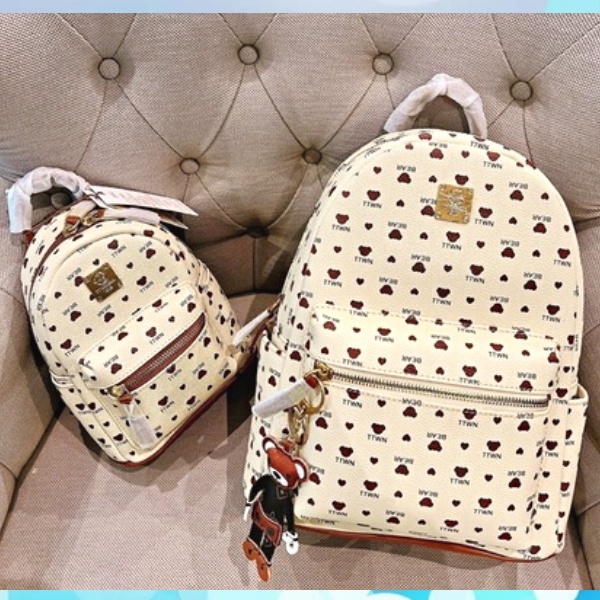 Balo TTWN BEAR chất da, logo biểu tượng là e gấu Bear xinh xắn của Sing, đủ tiêu chí RẺ - BỀN - ĐẸP