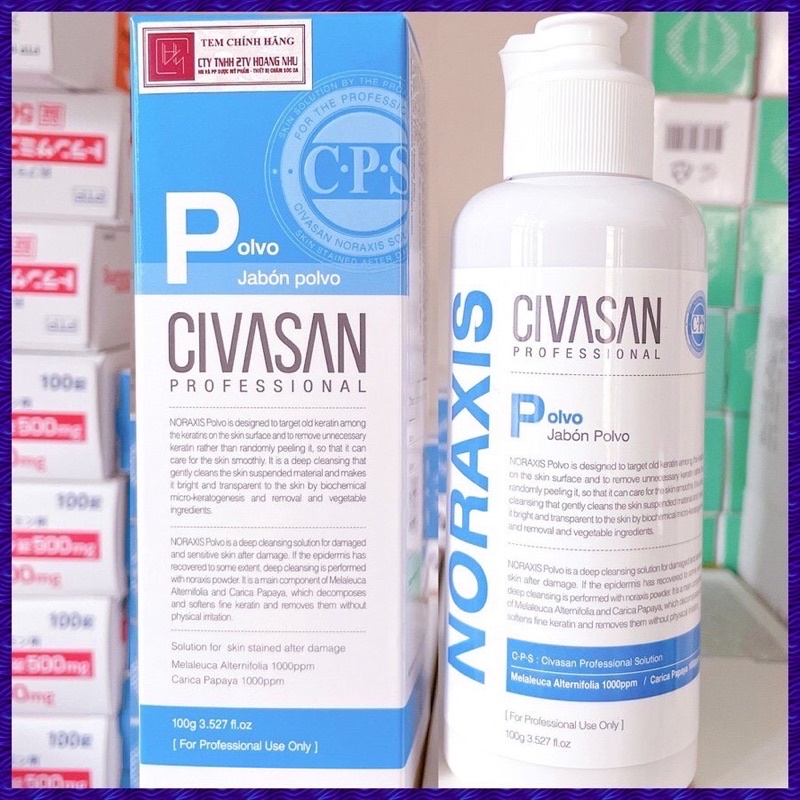 Tẩy Da Chết Civasan Enzyme Noraxis Polvo- làm sạch sâu, loại bỏ lớp sừng, kích nhiệt cho da, phù hợp cho da nhạy cảm