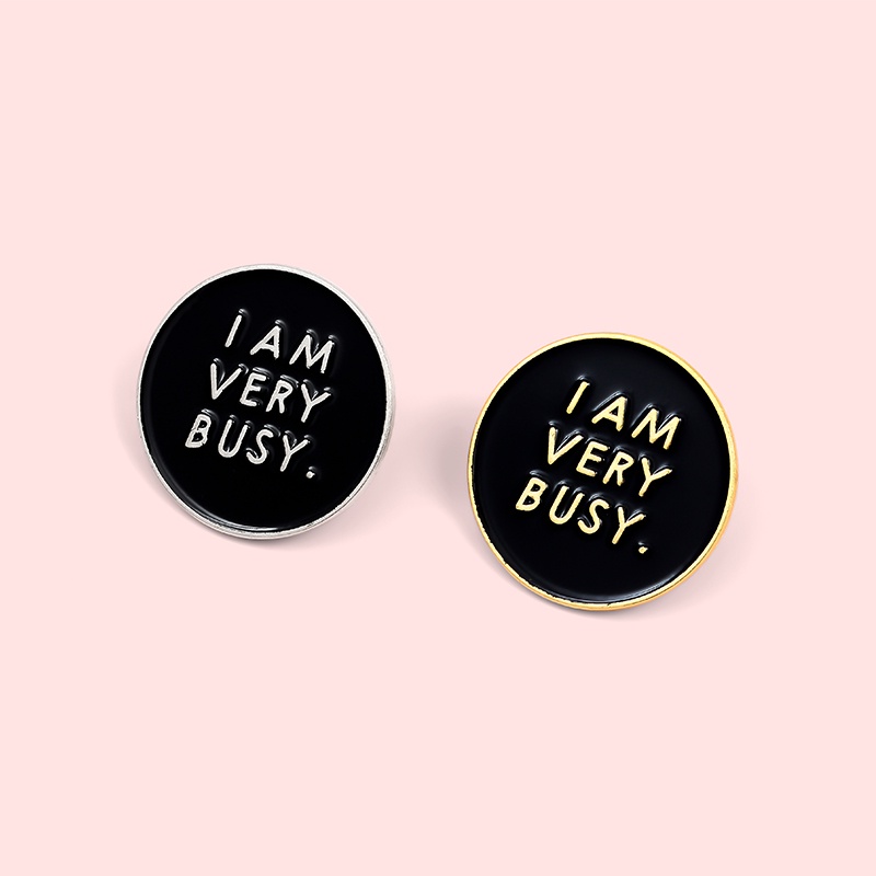 Ghim cài áo QIHE JEWELRY Hình Tròn Tráng Men Màu Đen Thời Trang Cho Nam Và Nữ