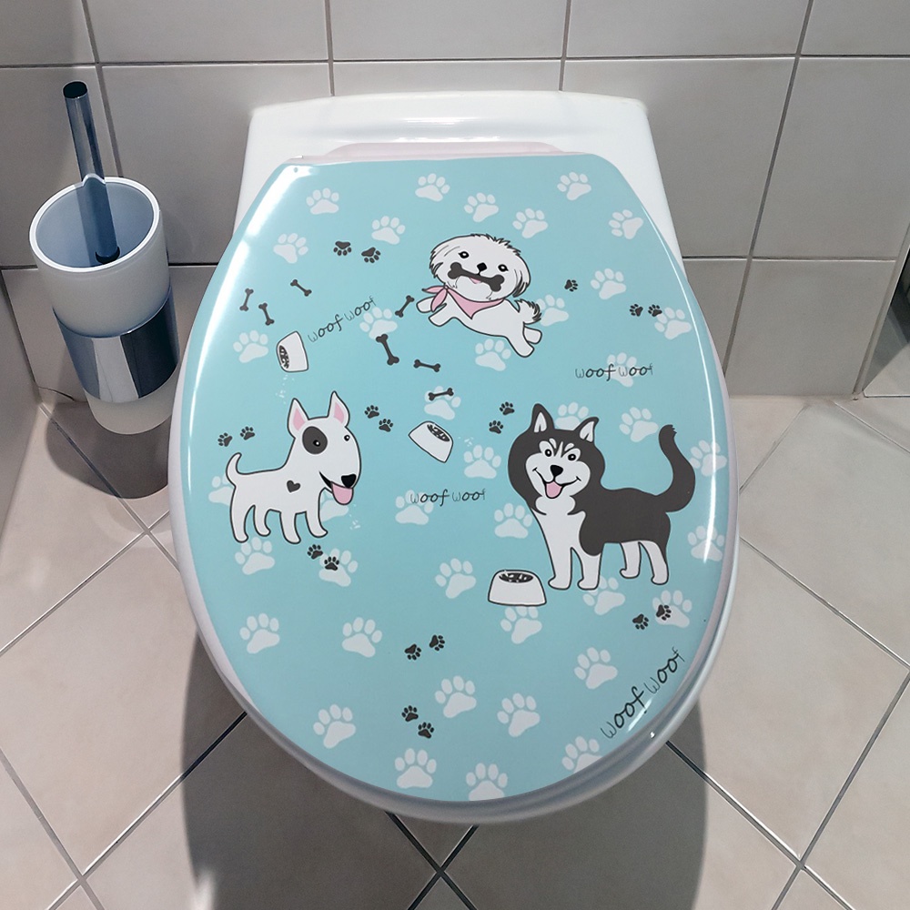 Homebase MOYA nắp bồn cầu L-3102 DOG bằng nhựa PP 46.5X36.5X3CM. họa tiết động vật
