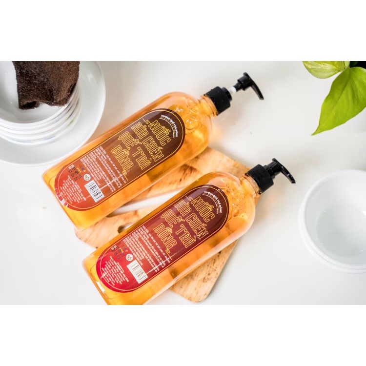 Nước Rửa Chén Hữu Cơ Hương Quế Trà Bồng 1 Lít Khử Mùi, Làm Sạch Vết Bẩn Dầu Mở