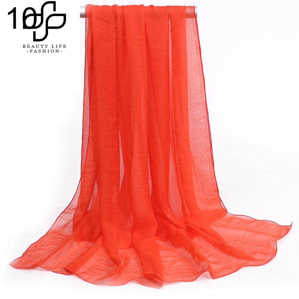 Khăn choàng vải chiffon màu trơn xinh xắn cho nữ