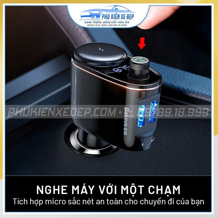 Bộ tẩu sạc ô tô Baseus⚡FREESHIP⚡ S06 kết nối Bluetooth MP3 nghe nhạc kết nối qua sóng FM - Bảo hành chính hãng 01 năm