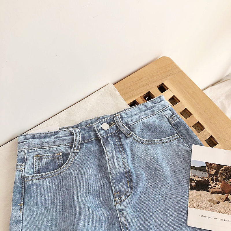 COZOK Chân váy jean Lưng Cao Form Ôm Thiết Kế Rách Tua Rua Phong Cách Retro