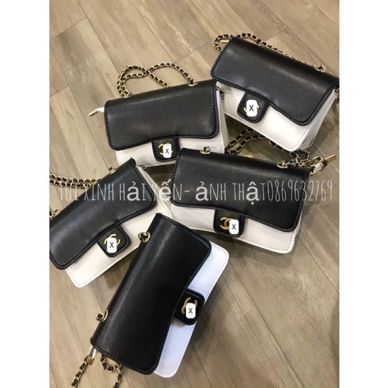 Túi Chànel Ngọc trinh đeo chéo dây xích rút điều chỉnh, có khoá miệng( ảnh thật shop chụp )
