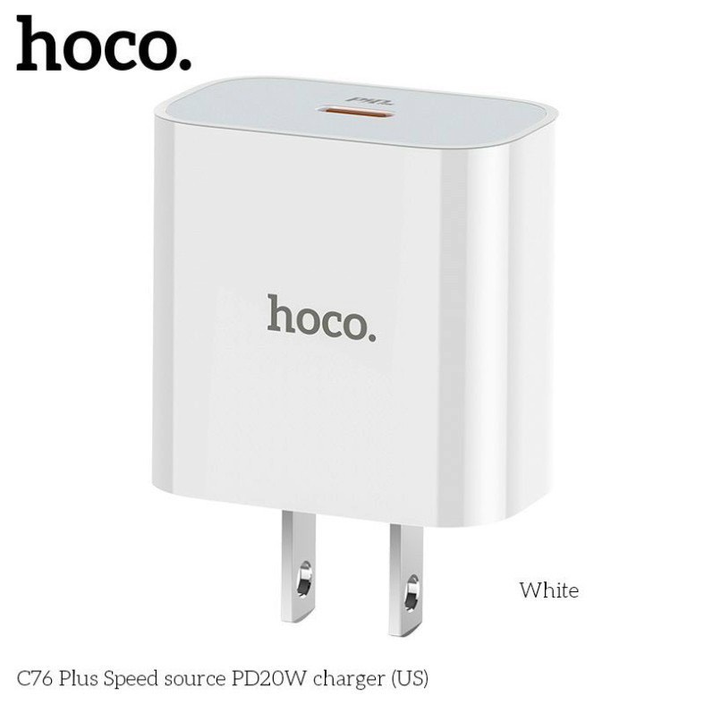 Bộ Sạc Nhanh HOCO C76 PLUS IP20W IPCông Nghệ PD-Sử Dụng Cho IP11/12Pro/13 Pro Max/8/8 Plus/X/Xs/Xs M
