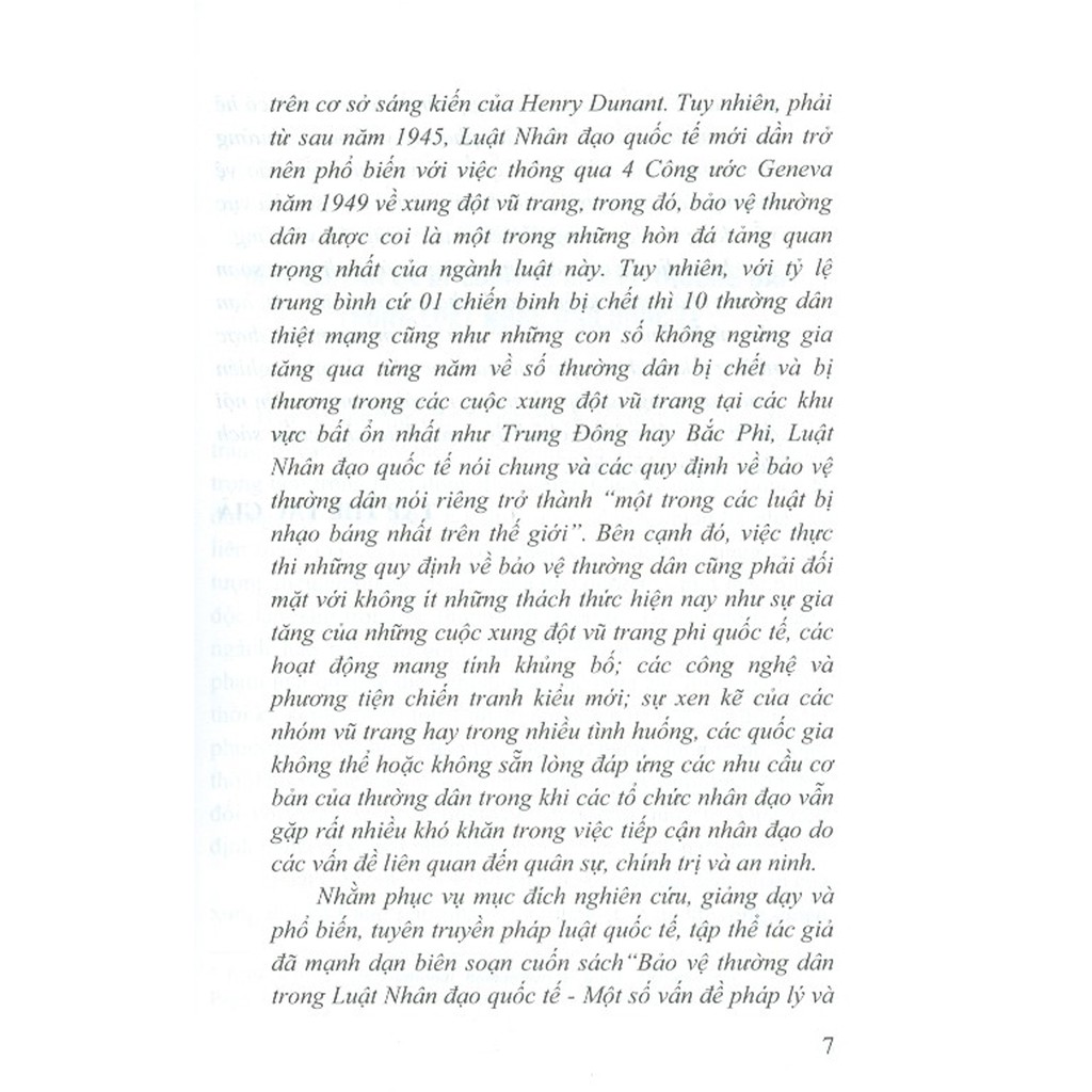 Sách - Bảo Vệ Thường Dân Trong Luật Nhân Đạo Quốc Tế - Một Số Vấn Đề Pháp Lý Và Thực Tiễn (Sách Chuyên Khảo) | BigBuy360 - bigbuy360.vn