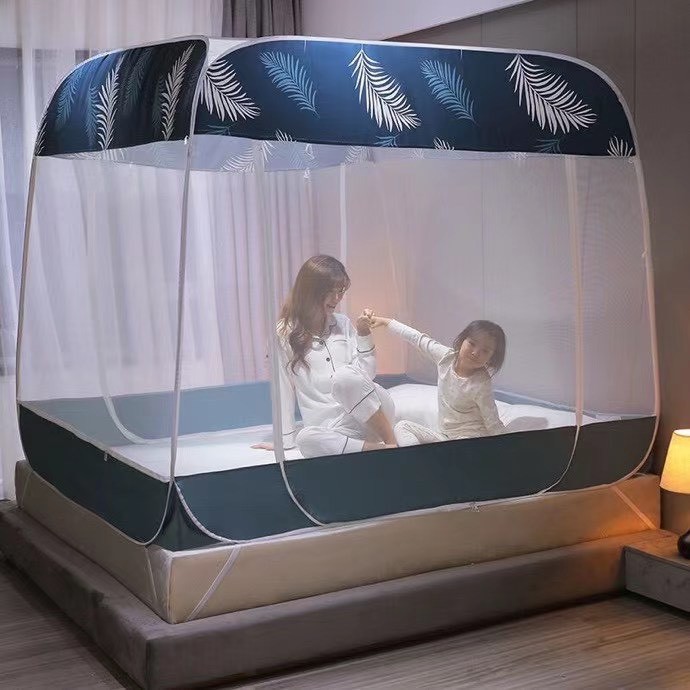 Màn Chup Khung Vuông Tự Bung 2 lớp 2 cửa 1m6x2m và 1m8x2m mẫu lá cây