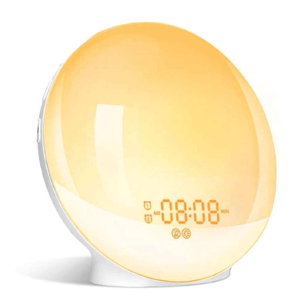 Đèn❤LED Electronic Alarm Clock Nature Wake-Up Sleep Music Colorful Night Light