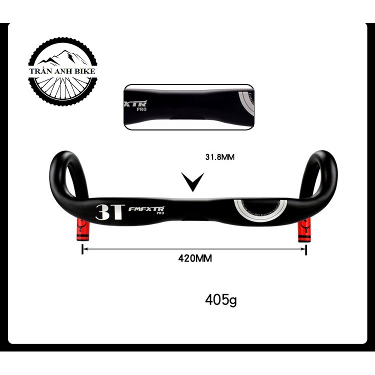 Ghi đông xe đạp road nhôm 3T FMF XTR PRO 420x31.8mm