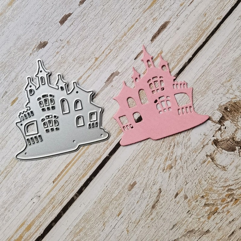 Sc Khuôn Kim Loại Cắt Giấy Dập Nổi Hình Lâu Đài Giáng Sinh Trang Trí Sổ Lưu Niệm Thủ Công diy