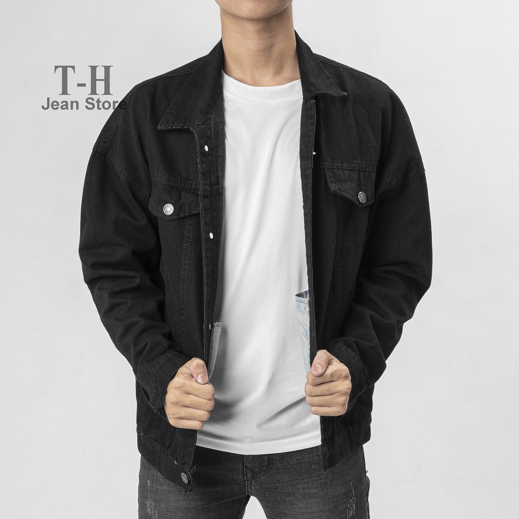 Áo khoác jeans phối chữ bowie cao cấp, áo khoác nam trẻ trung năng động cá tính | BigBuy360 - bigbuy360.vn