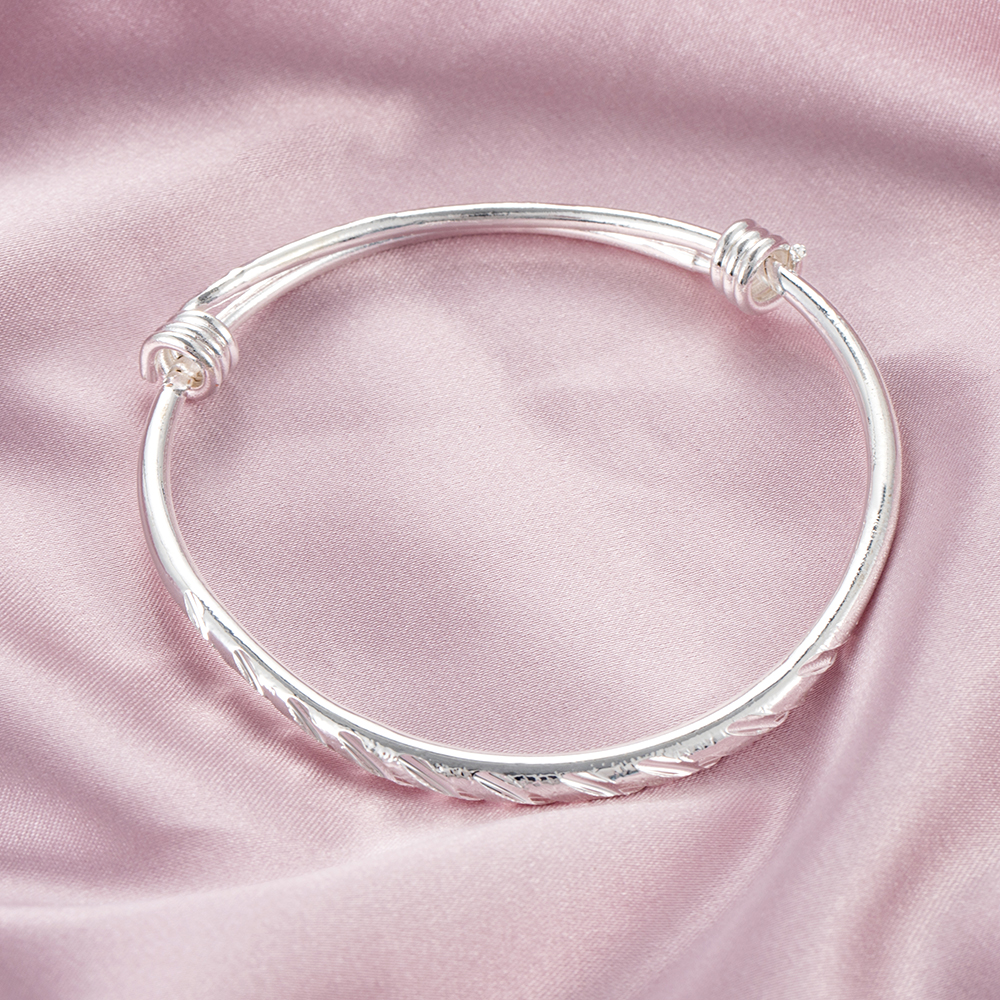 Cod Qipin Korean Width 4MM Retro Silver Cuff Bracelet Bring Lucky Adjustable Bangle Elegant Causal Gift