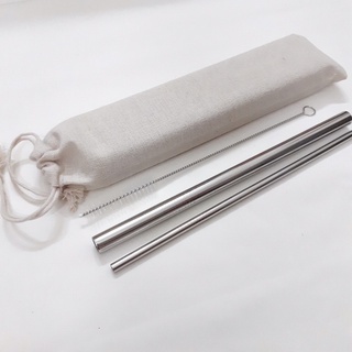(Cam kết hàng loại 1) Set 2 ống hút inox kèm cọ và túi/hộp đựng