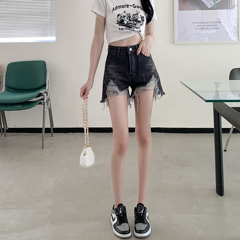Quần Short Jeans Lưng Cao Phong Cách retro Cho Nữ