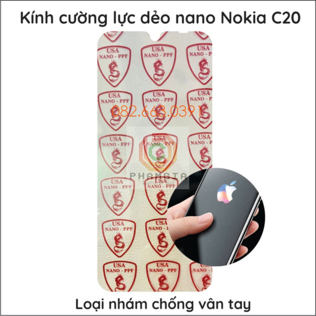 Dán cường lực Nokia C20/ C30 trong suốt, nano dẻo siêu bền, độ cường lực 9H+
