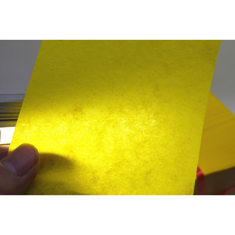 100 tờ Giấy hoàng chỉ vàng in vẽ phù kt 7x27cm