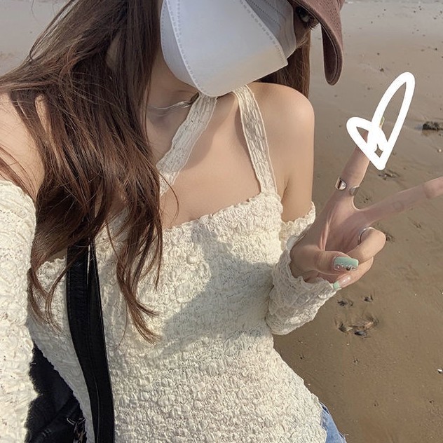 Áo kiểu croptop COZOKC chiffon cổ vạt chéo ôm dáng chống nắng thời trang