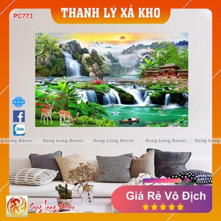 Tranh dán tường 3d Sơn Thủy Hữu Tình - PC773 Tranh 3D Phong Thủy - Giấy dán tường 3d - Song Long Decor