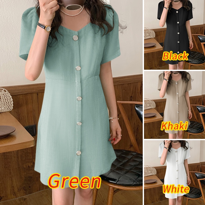 Đầm mini Zanzea cổ tròn cài nút trước phong cách Hàn Quốc thời trang cho nữ