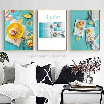 HD62 Bộ 3 Bức Tranh Phòng Ăn Kèm Đinh Gắn Tường/ Trang Trí Nhà Ăn/ Decor Phòng Bếp