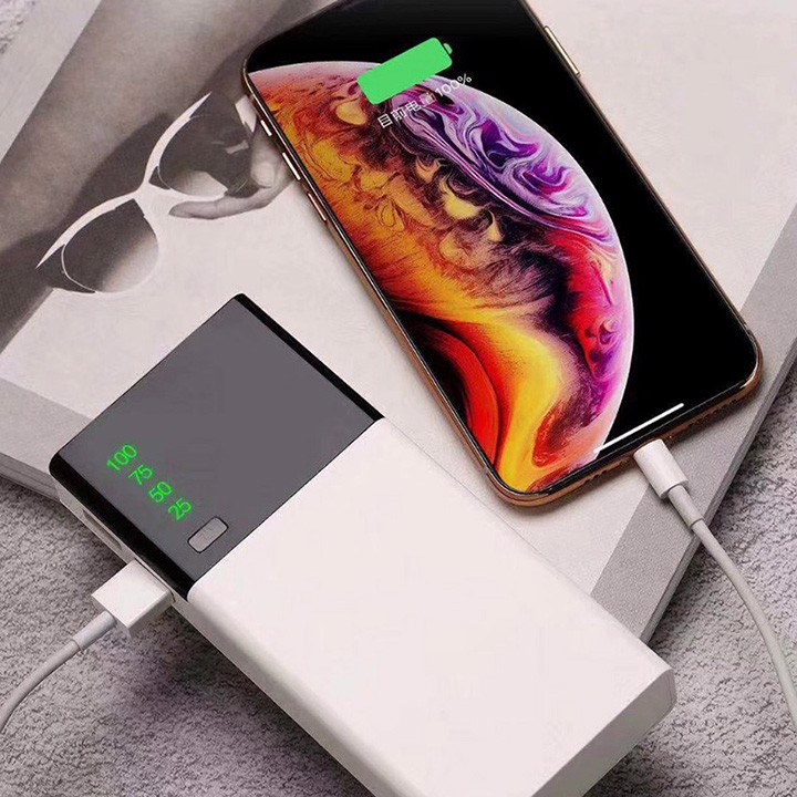 Sạc dự phòng hình chữ nhật có màn Led dung lượng 20000mah có 2 cổng usb hỗ trợ sạc nhanh