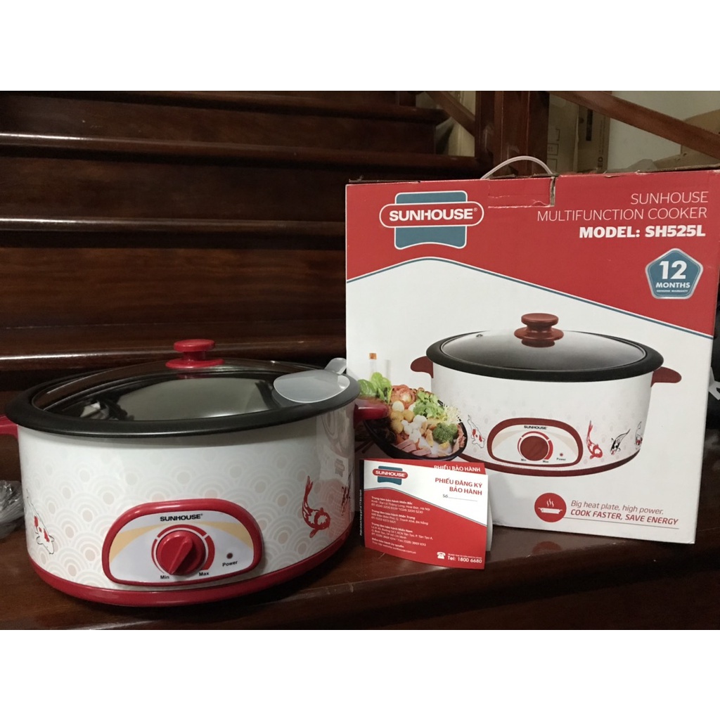 Lẩu điện SUNHOUSE SH525L (Dung tích 4L, Bảo Hành Chính Hãng 12 Tháng)