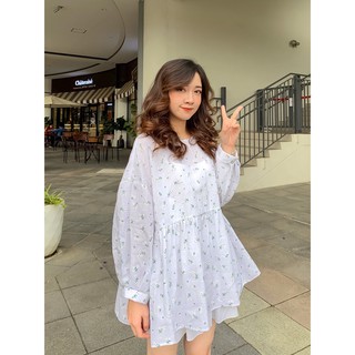 Áo babydoll hoa xanh