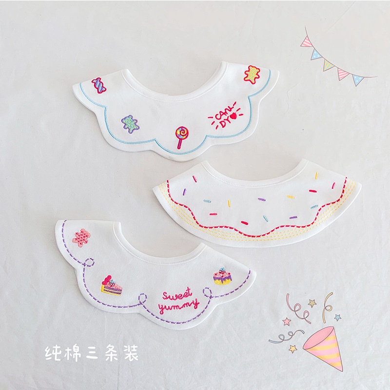 Set 3 Yếm Ăn Cotton Có Thể Xoay 360 Độ Họa Tiết Hoạt Hình Đáng Yêu 2082 Dành Cho Bé