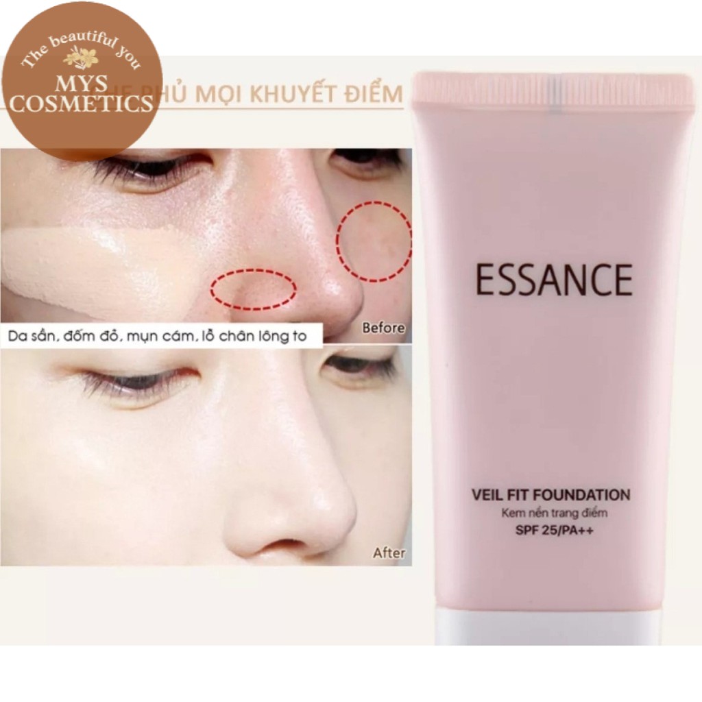 Kem che khuyết điểm Essance siêu mịn Veil Fit Foundation SPF25 PA++ 30g màu da tự nhiên 21 Mỹ phẩm nội trung Mys