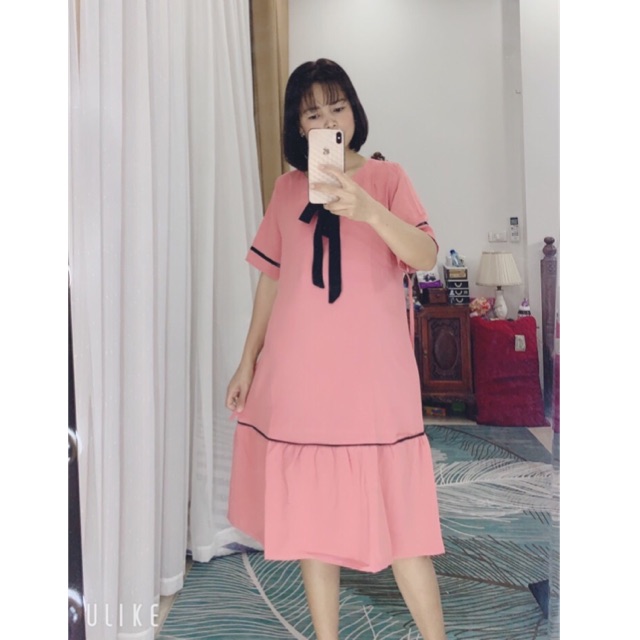 Đầm bầu xinh công sở dáng suông