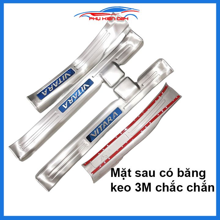Ốp bậc cửa, nẹp bước chân Vitara 2016-2017-2018-2019-2020 INOX bảo vệ chống trầy làm đẹp xe