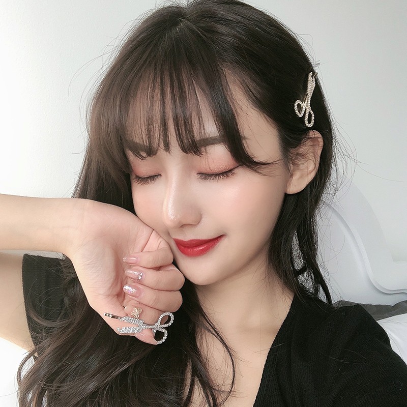 [Mã FAMARAL1 giảm 10K đơn 50K]Kẹp tóc mái Hàn Quốc đính đá nhân tạo lấp lánh đẹp cute hình kéo hot trend ulzzang KC12