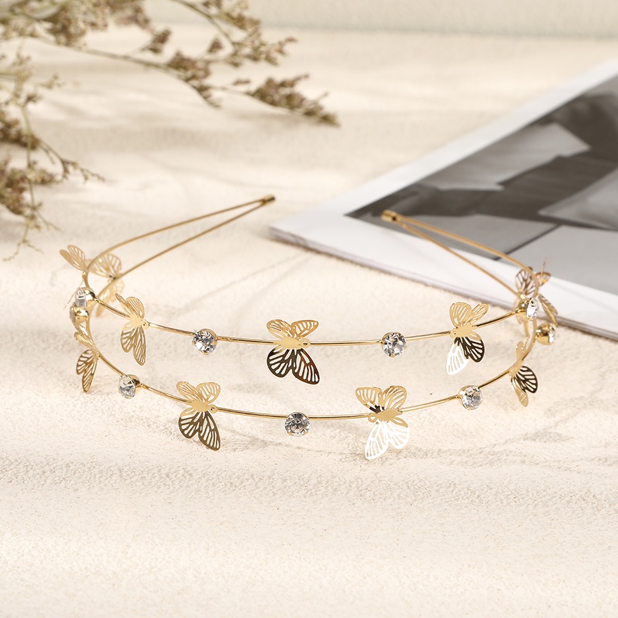 Băng Đô Hợp Kim Hình Bướm Đính Đá Nhiều Lớp Xinh Xắn Cho Nữ