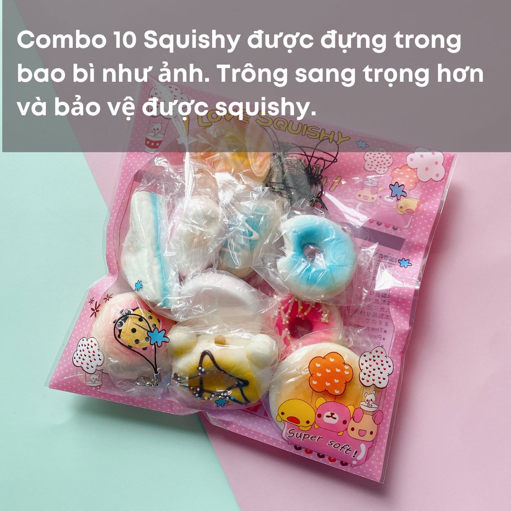 Combo 10 Squishy mini ngẫu nhiên nhiều hình dáng có bao bì và móc khóa S001 - GUDETAMA1996