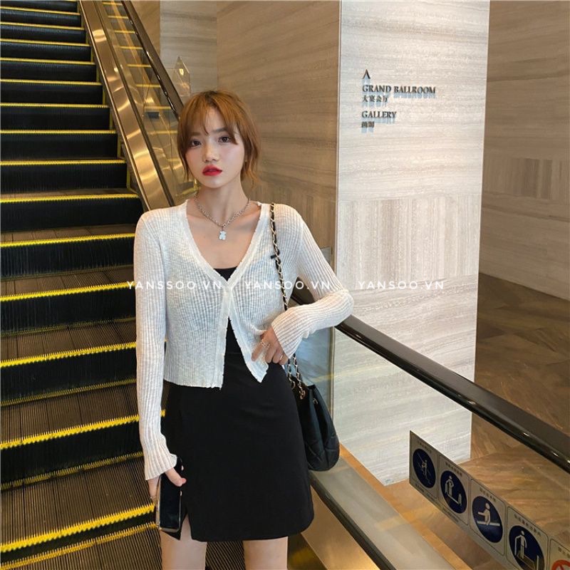 Áo len cadigan mỏng croptop , áo len khoác ngoài mỏng basic phong cách Hàn Quốc YANSOO