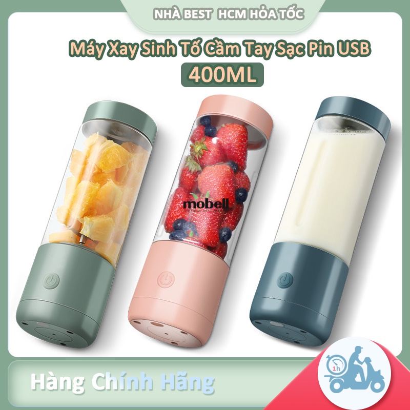 [Mã ELHA22 giảm 5% đơn 300K] [Hỏa Tốc HCM] Máy Xay Xinh Tố Cầm Tay 400ml Màu Xanh Sạc Pin USB Mang Đi