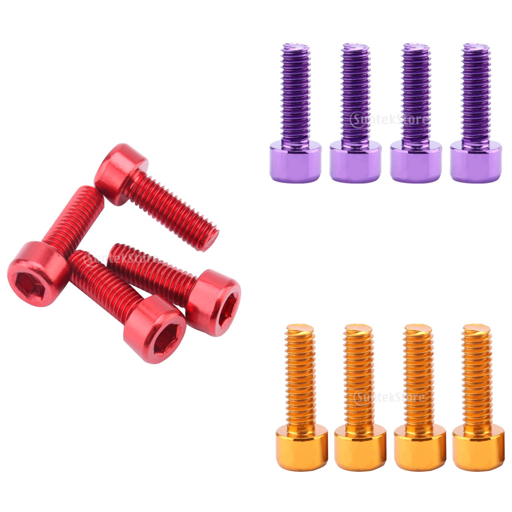 Set 61 12 Ốc Vít Nhôm Màu Tím / Vàng / Đỏ Dành Cho Xe Đạp