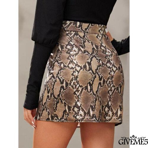 Chân váy da dáng ôm họa tiết da rắn gợi cảm cho nữ