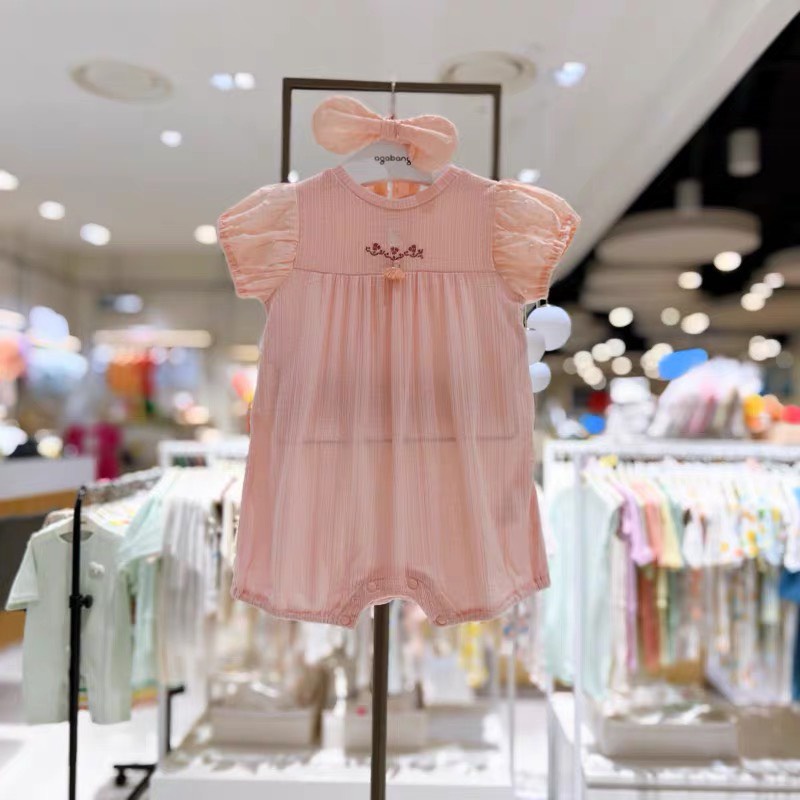 Body cộc Agabang hồng thêu ngực +băng đô dễ thương Nga Fish B8D2